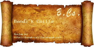 Benák Csilla névjegykártya